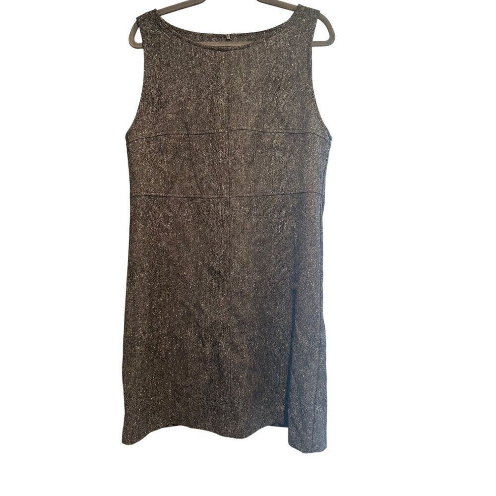 L.L. Bean Dress Women Size 10 Petite Gray 100% Wool Classic Minimalist Academia